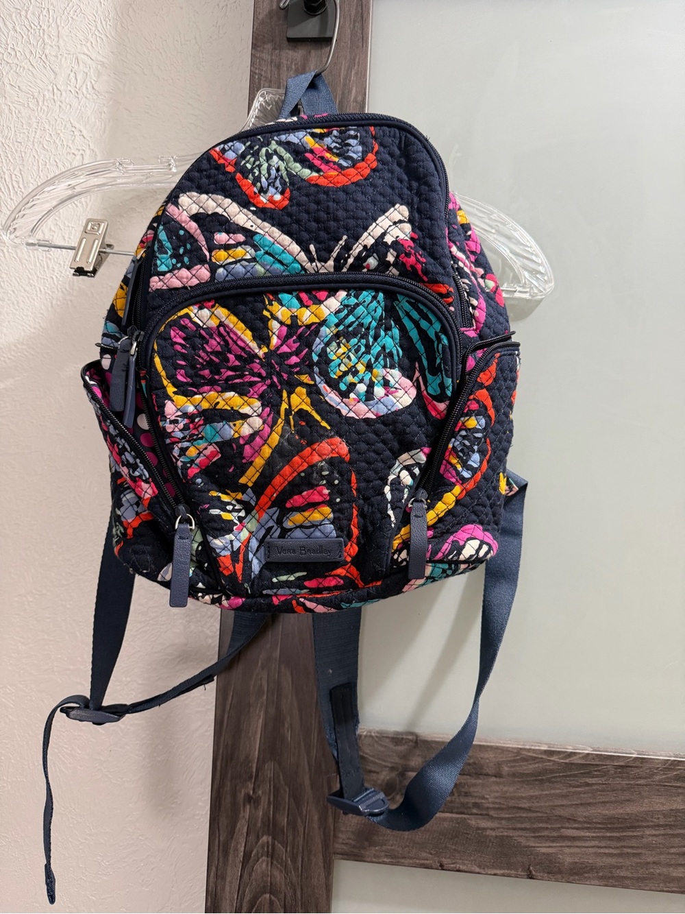 Vera Bradley Quilted Navy Backpack with Multicolor Floral Print
